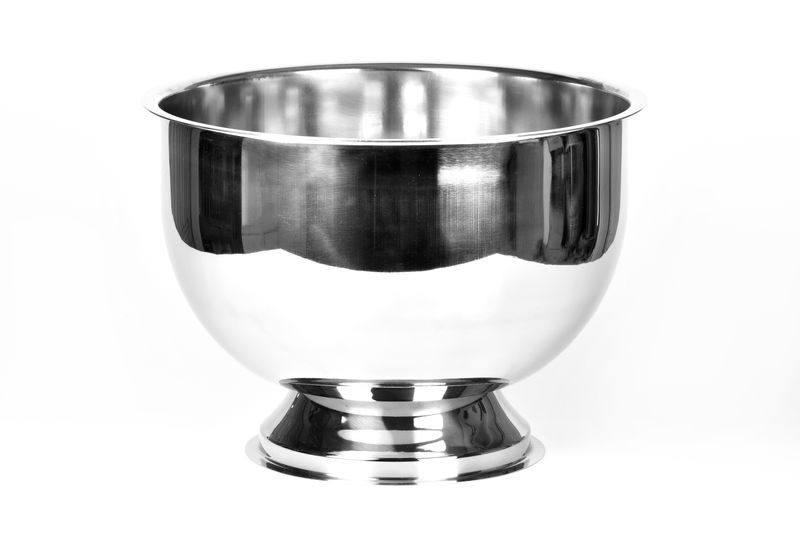 Tirolix steel champagne bowl polished with flat rim for 4 bottles horeca