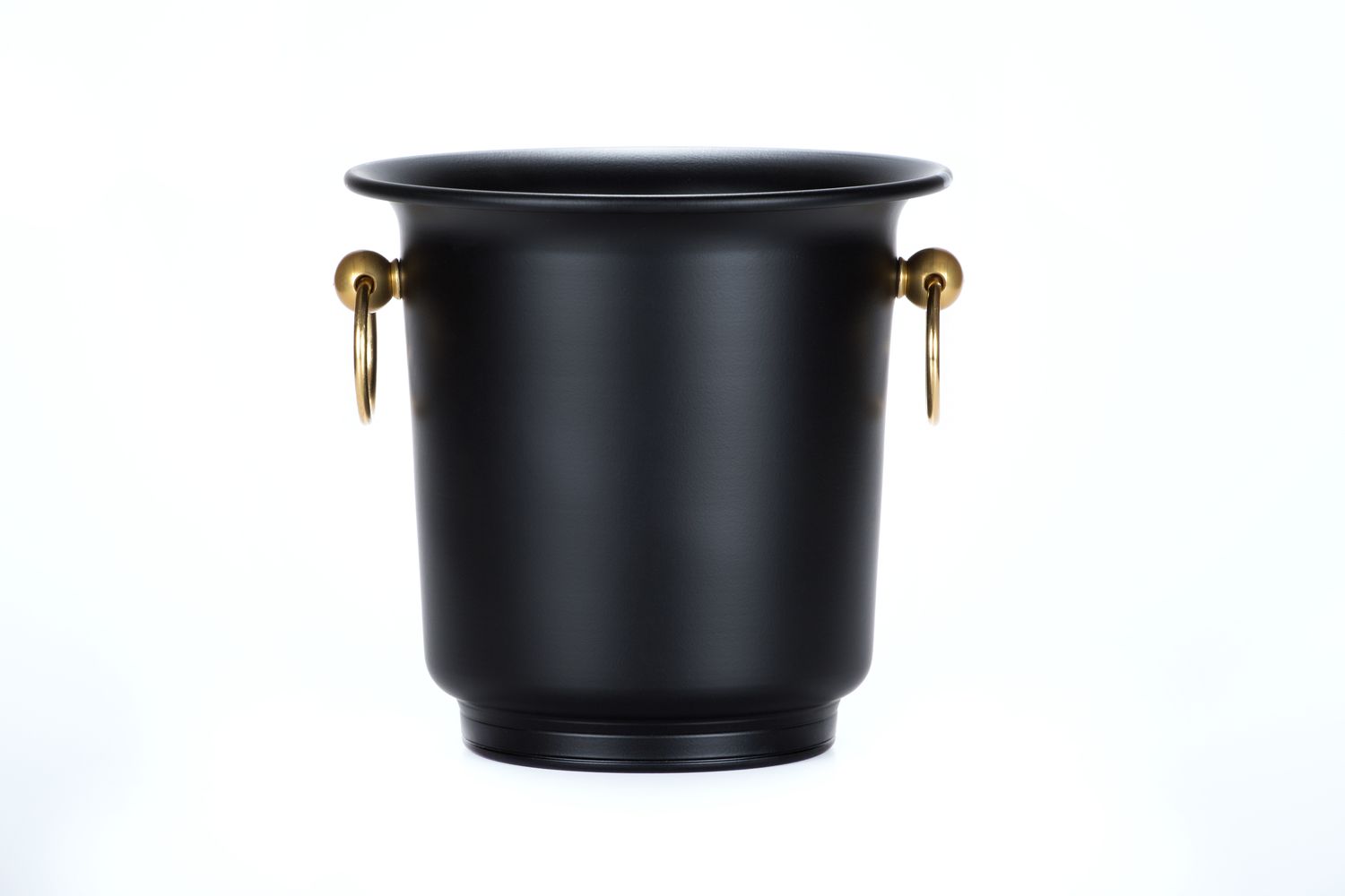 Tirolix painted aluminum wine bucket black matte with gold handles 190x130x210 mm horeca