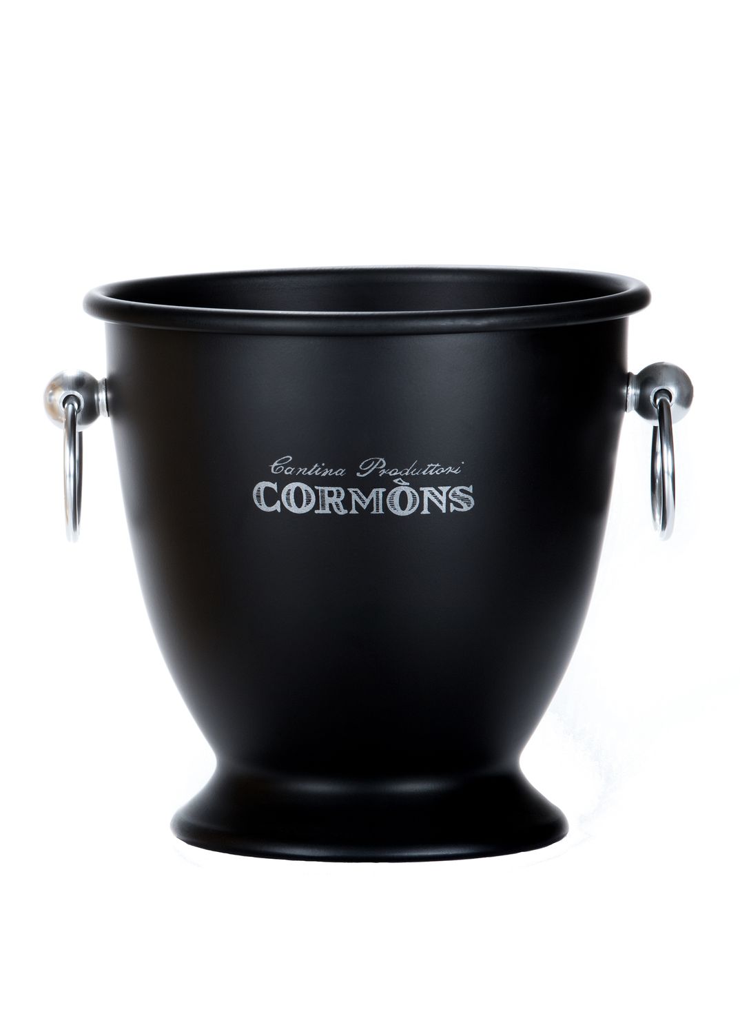 Tirolix black painted aluminum wine bucket silver round handles horeca