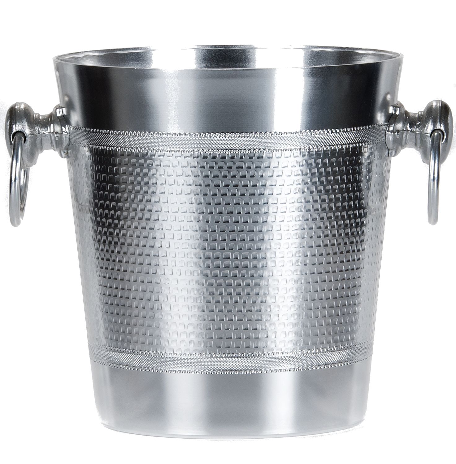 Tirolix oxidized aluminum wine bucket hammered band with cast handles horeca