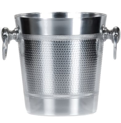 Tirolix oxidized aluminum wine bucket hammered band with cast handles horeca