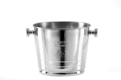 Tirolix großer Flaschenkühler Edelstahl mit verchromten Knäufen 2 3 Flaschen Horeca