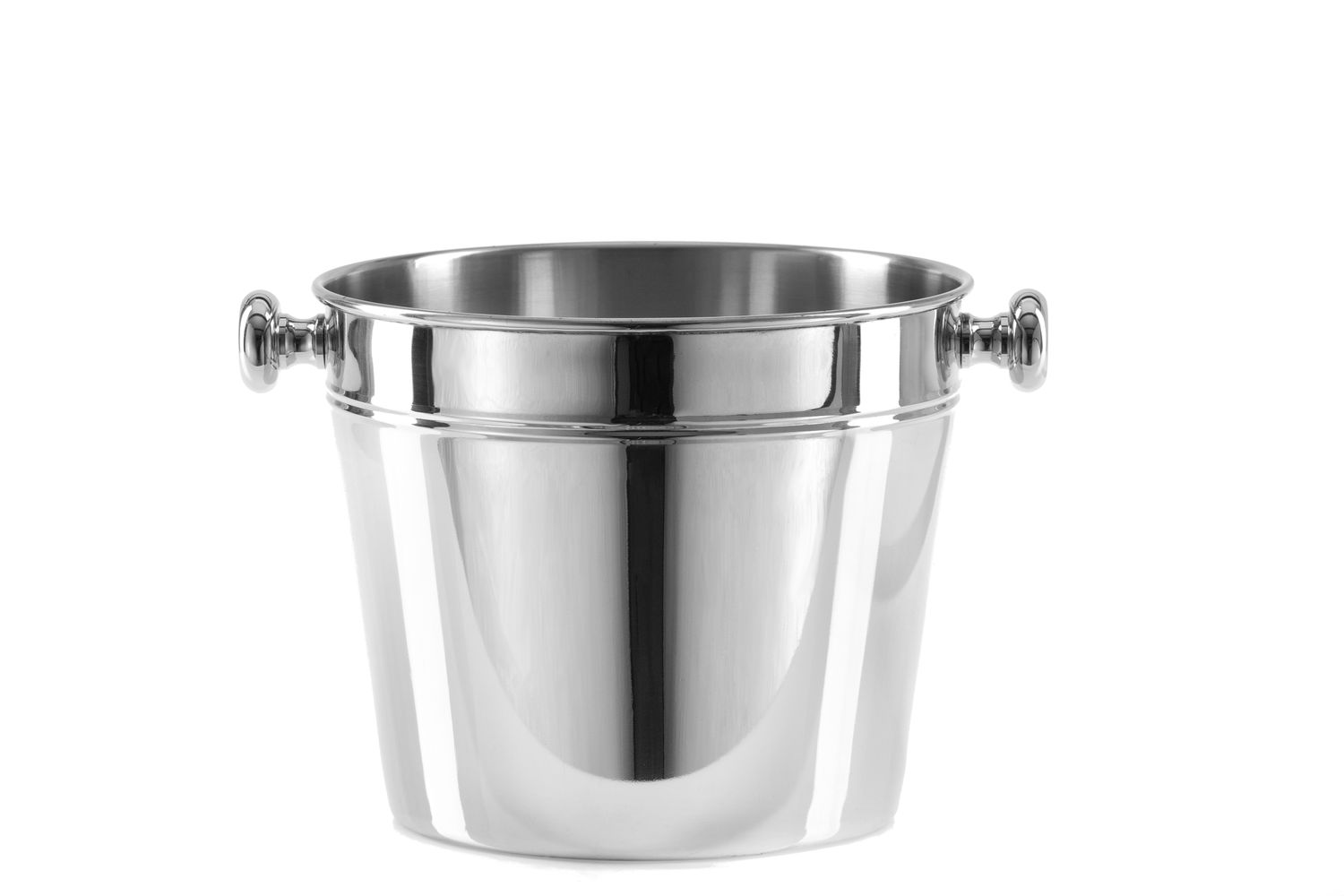 Tirolix large polished stainless steel cooler with chrome knobs 2 3 bottles horeca