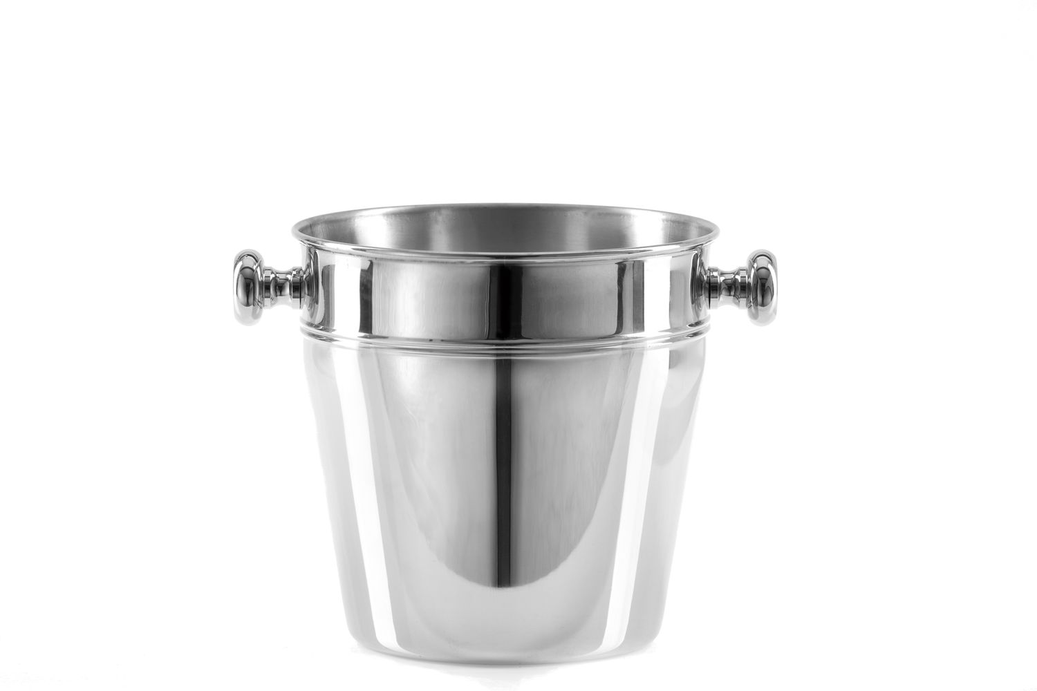 Tirolix polished stainless steel cooler with chrome knobs 1 bottle horeca