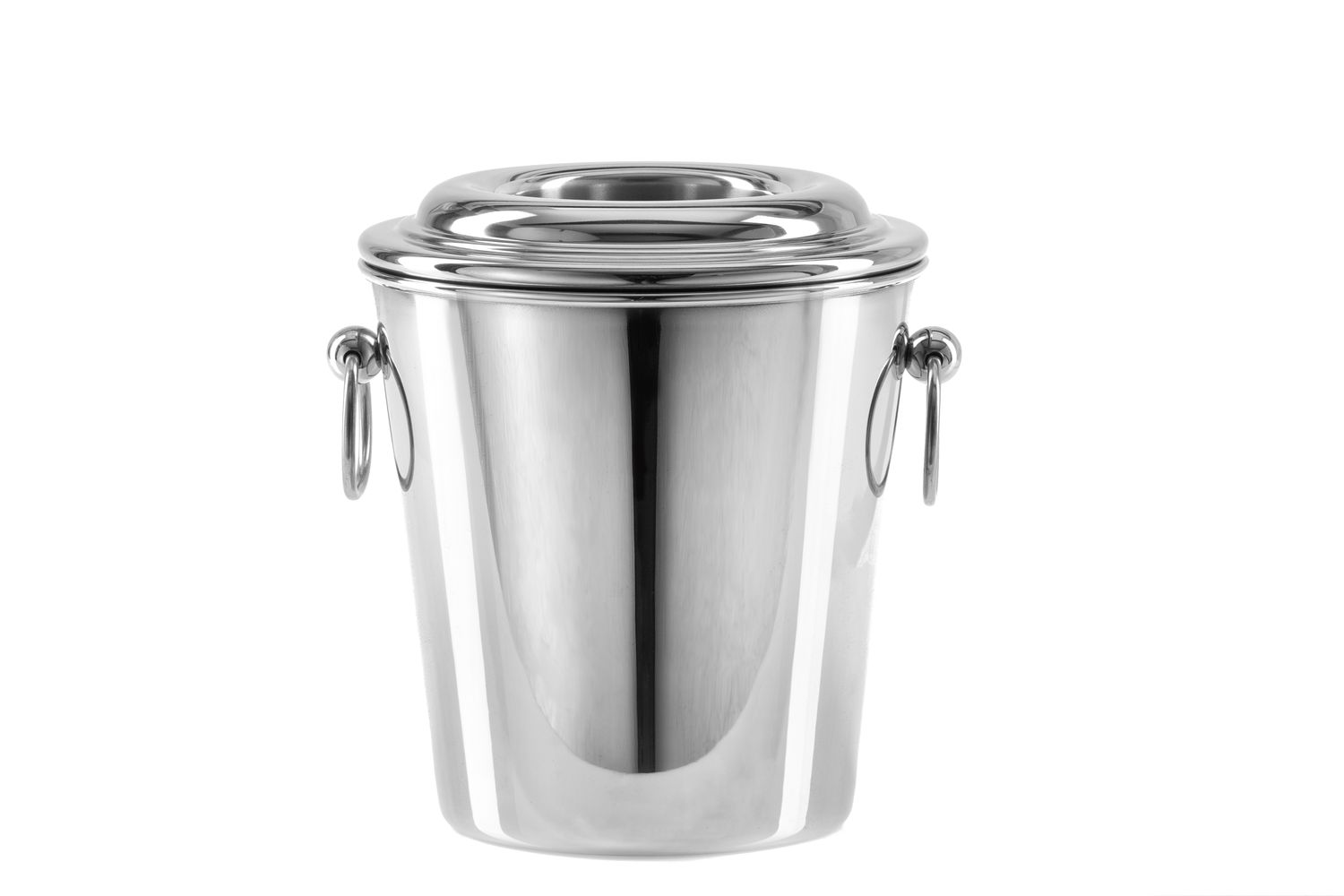 Tirolix stainless steel cooler with rings and lid for 1 bottle horeca