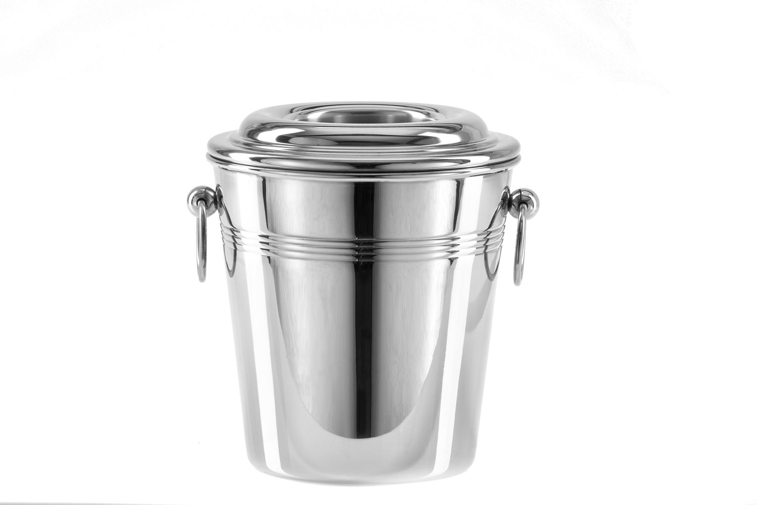 Tirolix stainless steel cooler with knobs rings lid and insert 1 bottle horeca