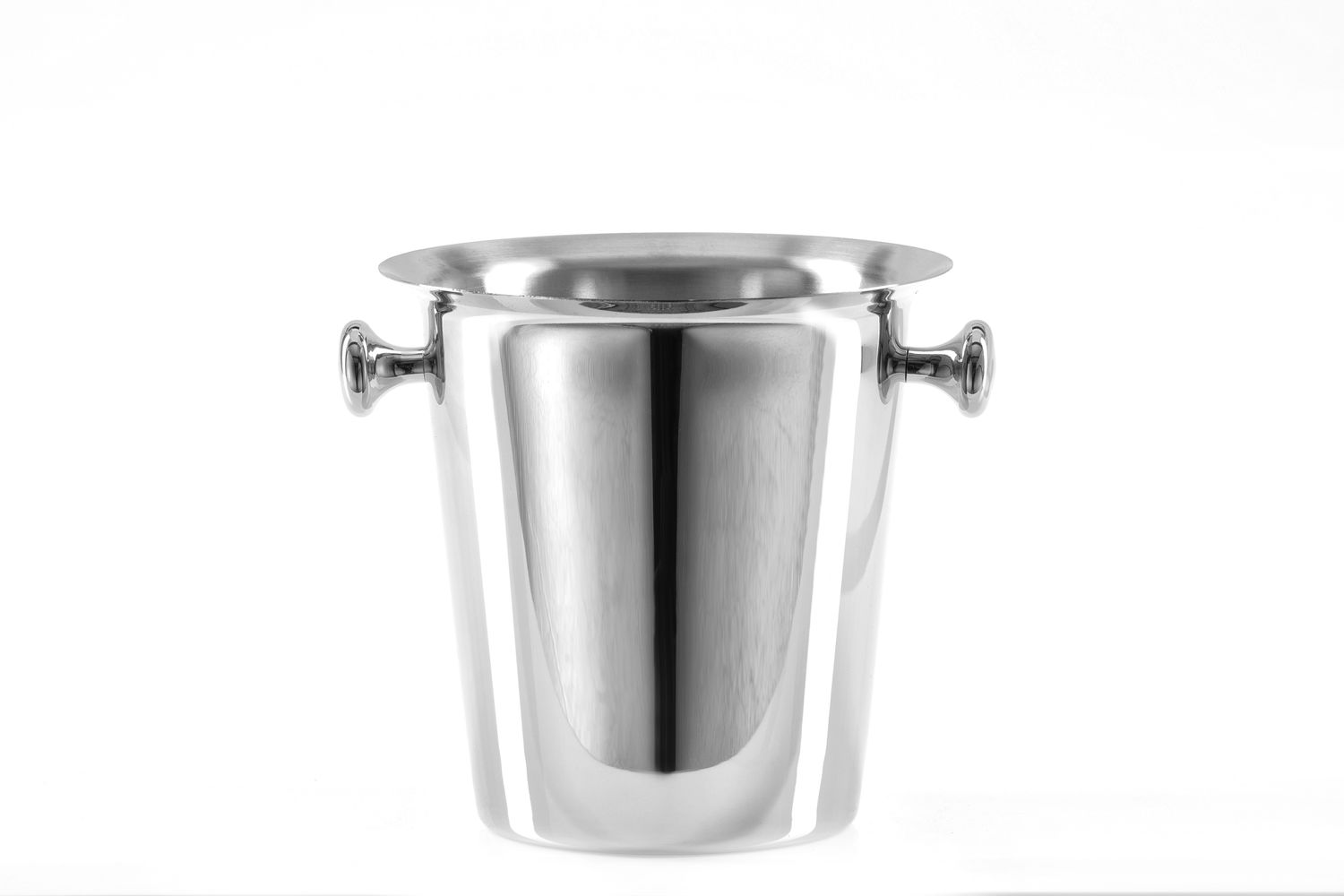 Secchiello acciaio liscio con pomoli 199 - Tirolix Secchiello Tirolix acciaio inox liscio con pomoli cromati per una bottiglia horeca