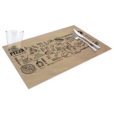 Margherita 30x48 kraft avana placemat with pizza print for horeca
