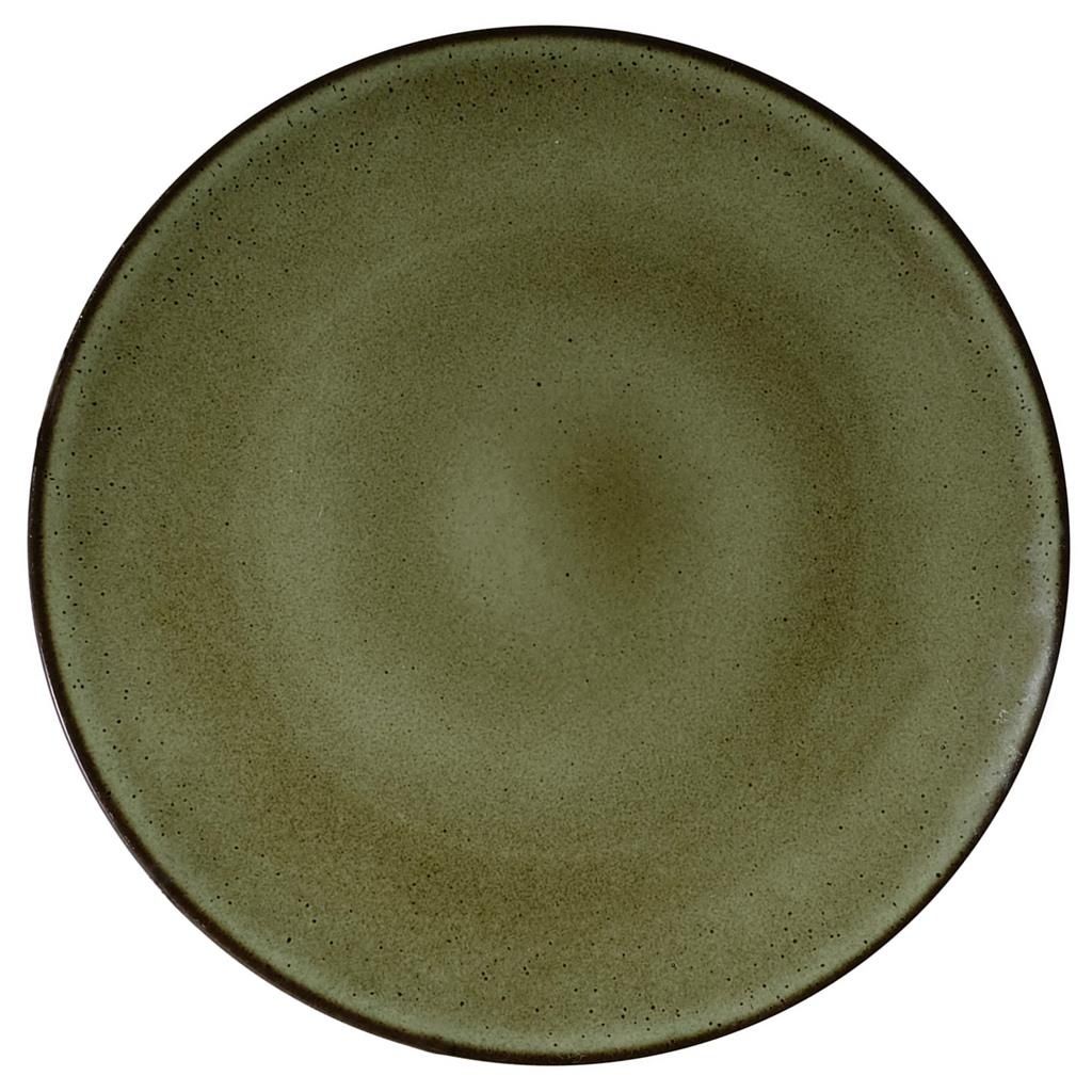 Piatto piano 32 cm Saturno Ambitious verde in porcellana per horeca