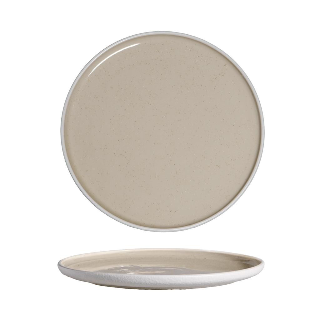 Tirolix 20 cm flat stoneware plate Sandy Beige for horeca table service