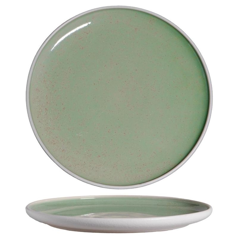 Tirolix 30 cm flat stoneware plate Sandy Green for horeca plating