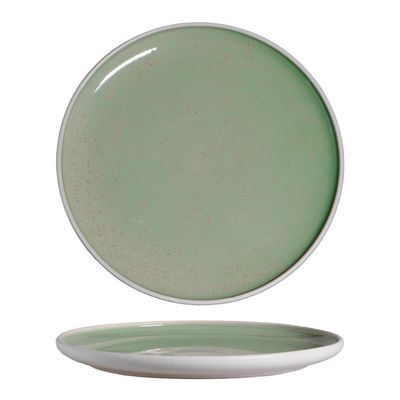 Tirolix 27 cm flat stoneware plate Sandy Green for horeca table service