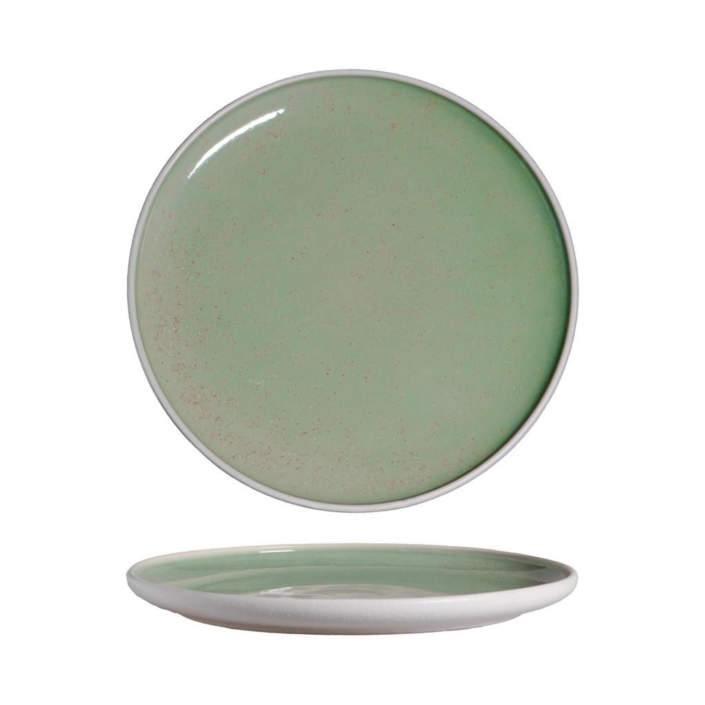 Tirolix 20 cm flat stoneware plate Sandy Green for horeca table service