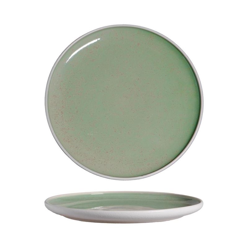 Tirolix 20 cm flat stoneware plate Sandy Green for horeca table service