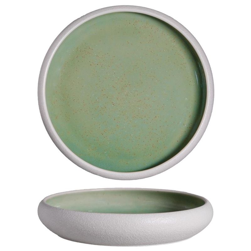 Tirolix green 22 cm stoneware deep plate for professional horeca