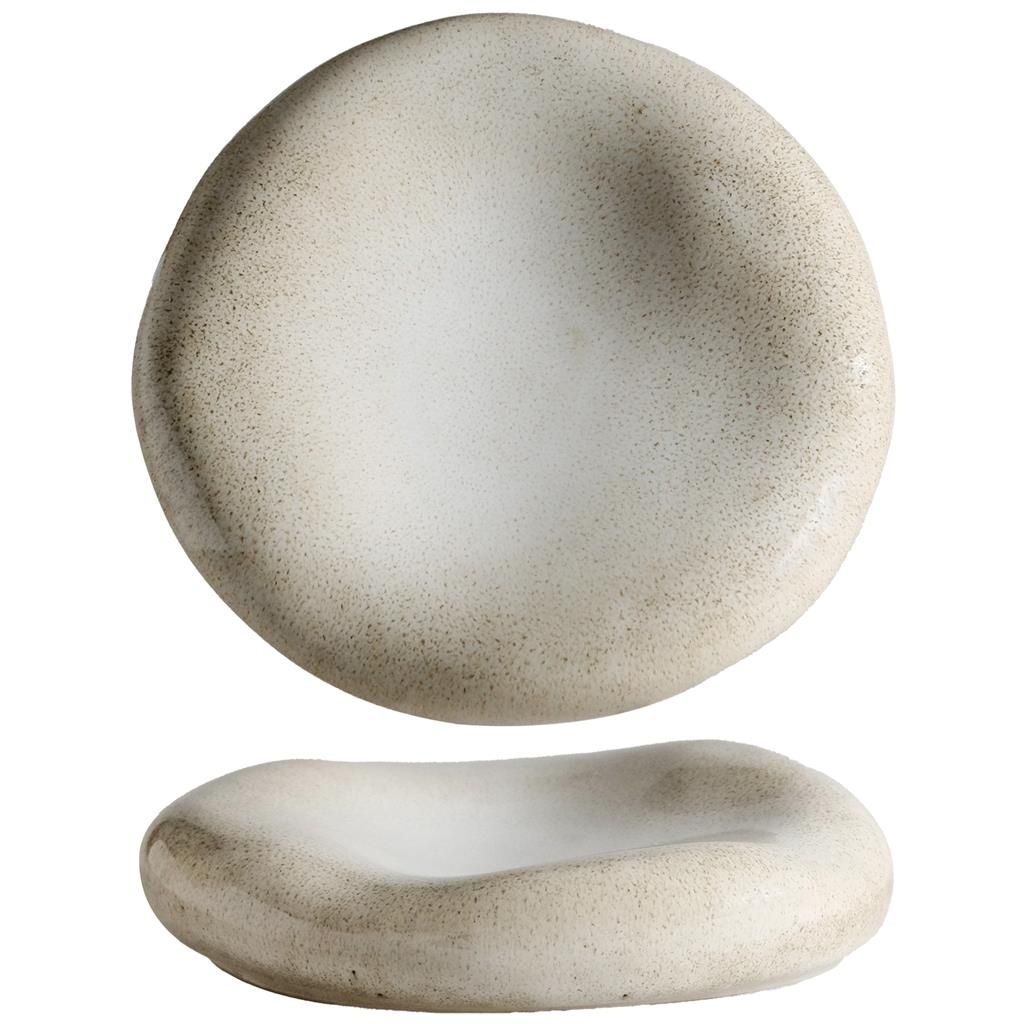 Tirolix stone grey 23 cm stoneware cushion plate for horeca presentation