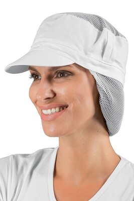 Isacco Charly hat with hair net polycotton 190 g/m2 horeca