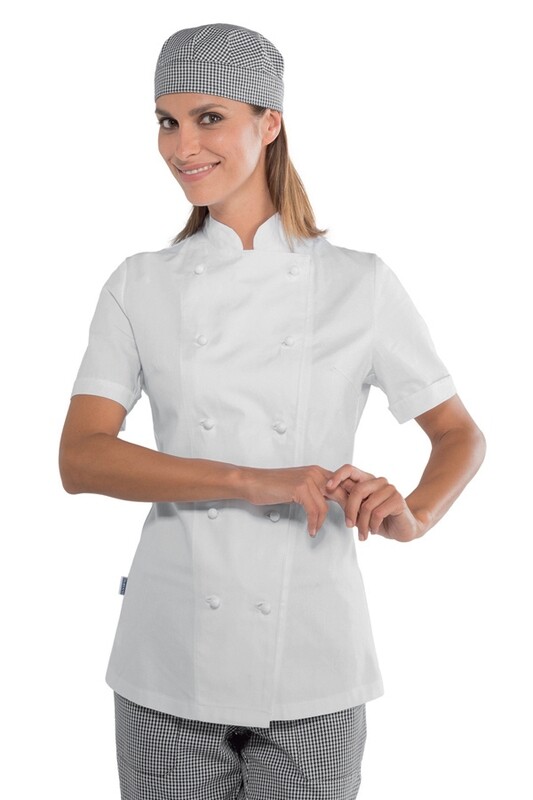 Isacco lady chef jacket cotton 190 g/m2 short sleeve horeca