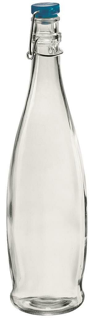 Borgonovo Indro 100 cl clear glass bottle with blue cap for horeca use
