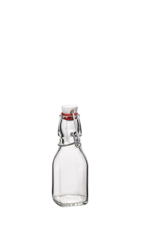 Square bottle 12.5 cl Swing Bormioli Rocco clear glass for professional horeca service
