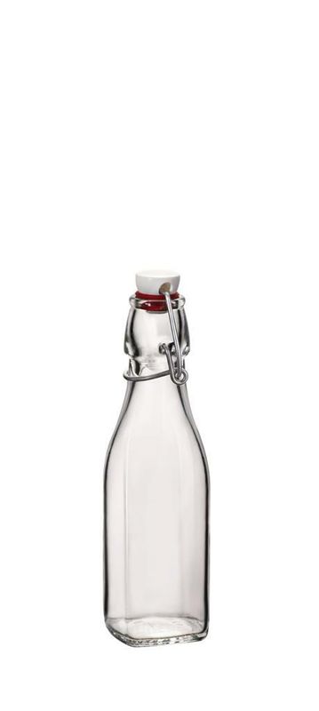 Square bottle 25 cl Swing Bormioli Rocco clear glass for professional horeca service

