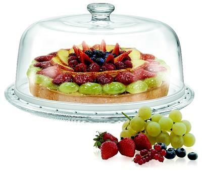 Borgonovo 31 cm glass cake plate durable for horeca and pastry service

