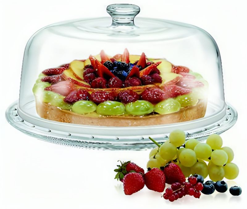 Borgonovo 31 cm glass cake plate durable for horeca and pastry service