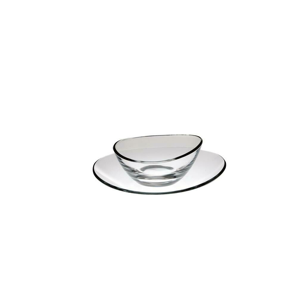 19 cm Papaya plate Vetri delle Venezie in thick clear glass, ideal for professional horeca service.

