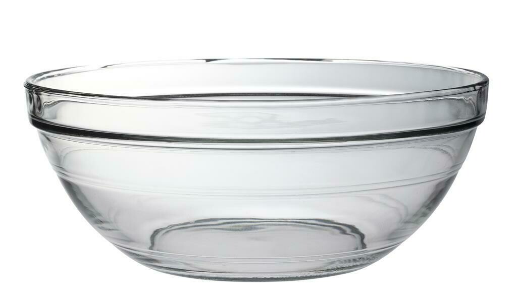 31 cm Duralex Lys tempered glass stackable bowl, suitable for horeca use.

