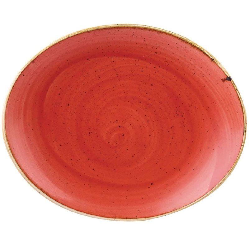 Oval flat plate 19.2 x 16 cm Stonecast Berry Red - Churchill