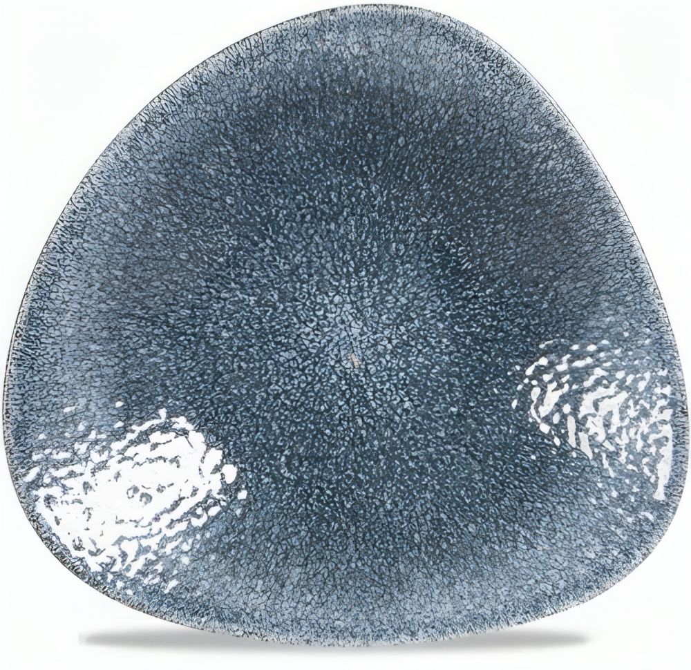 Triangular Bowl 27.2 x 26.7 cm Studio Prints Raku Topaz Blue - Churchill