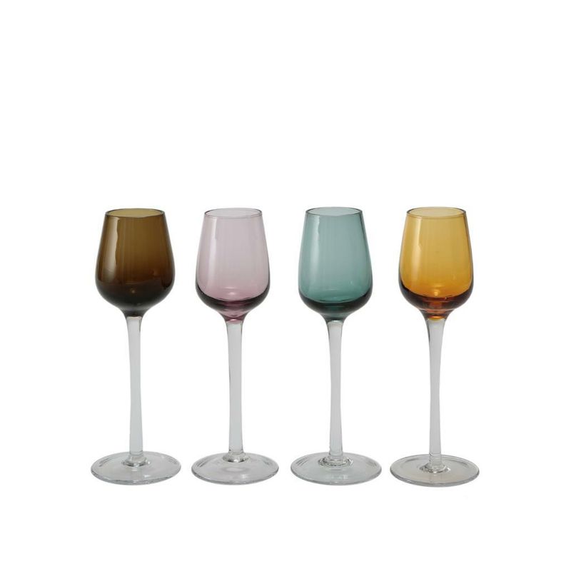 Set of 4 Liqueur Glasses 9 cl Assorted Colours Sleek - Tirolix