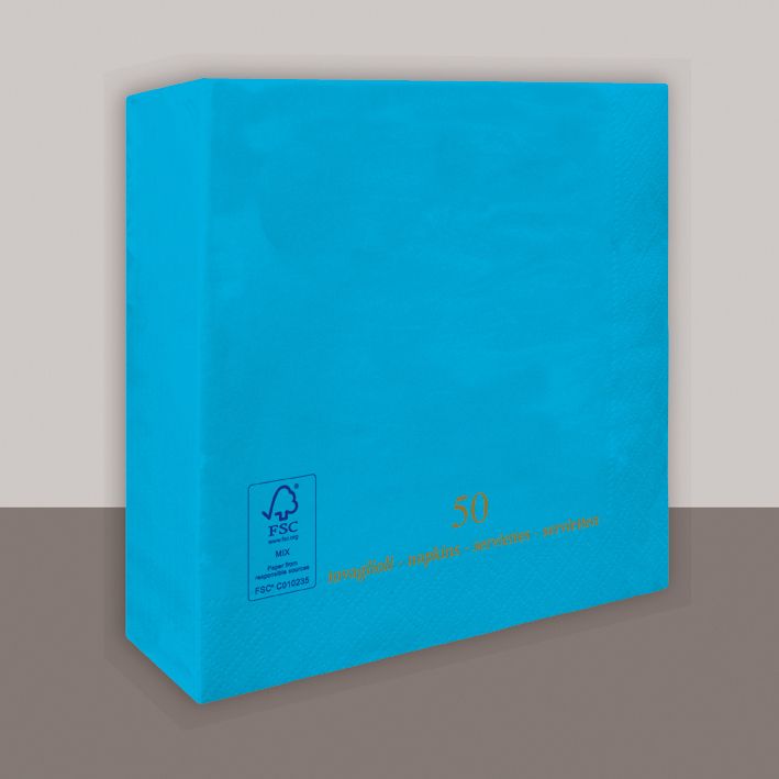 Turquoise napkin 25x25 cm 2 ply for professional horeca use