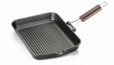 Antik Ars 36x24 cm Delizia rectangular grill pan nonstick with folding wooden handle for horeca use