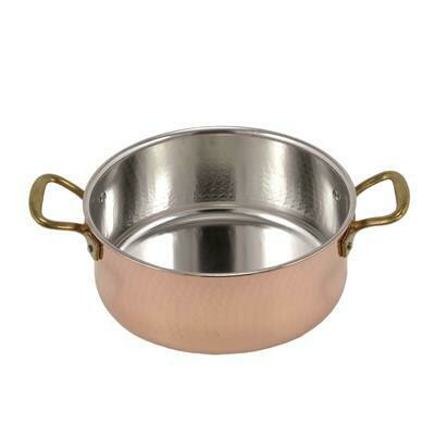 Low Casserole 2 Handles 24 cm Copper Tinned - L.A.R.