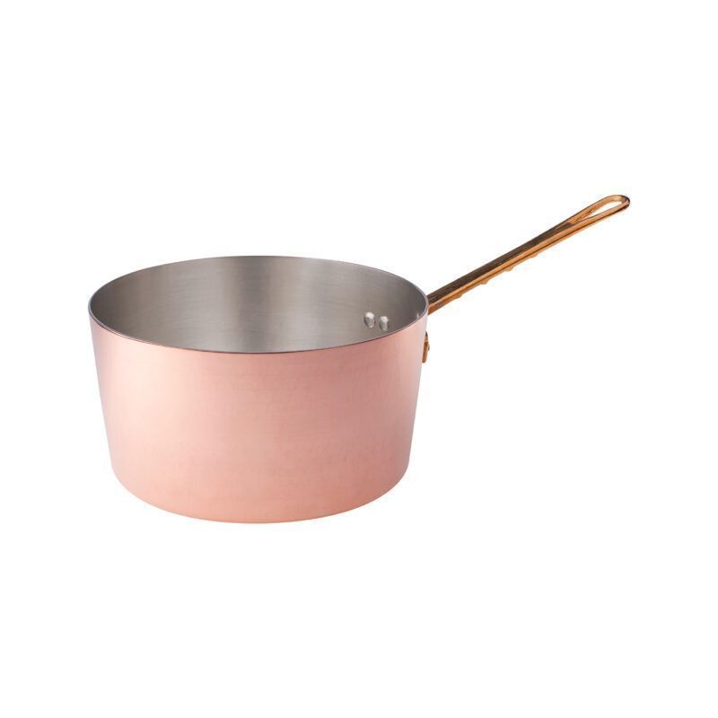 Tall Saucepan with 1 Handle 16 cm Copper Martellato 2 mm - Agnelli