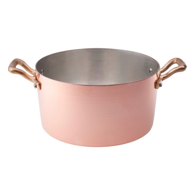Tall Saucepan 2 Handles 20 cm Copper Martellato 2 mm - Agnelli