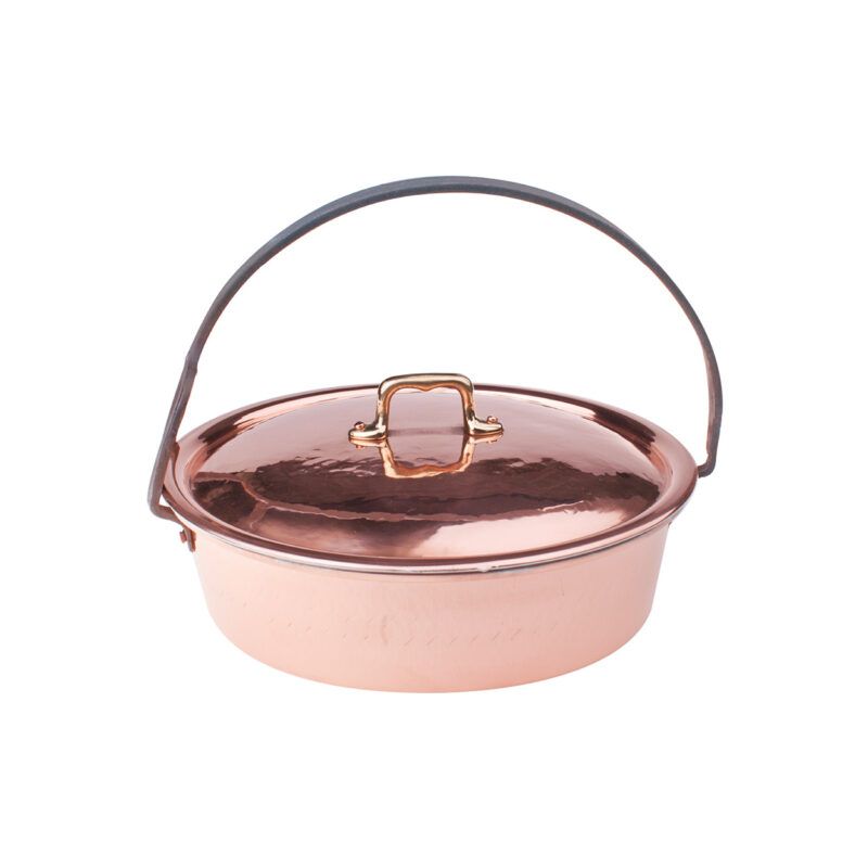 Casserole for Risotti with Lid 29 cm Copper Martellato 2 mm - Agnelli
