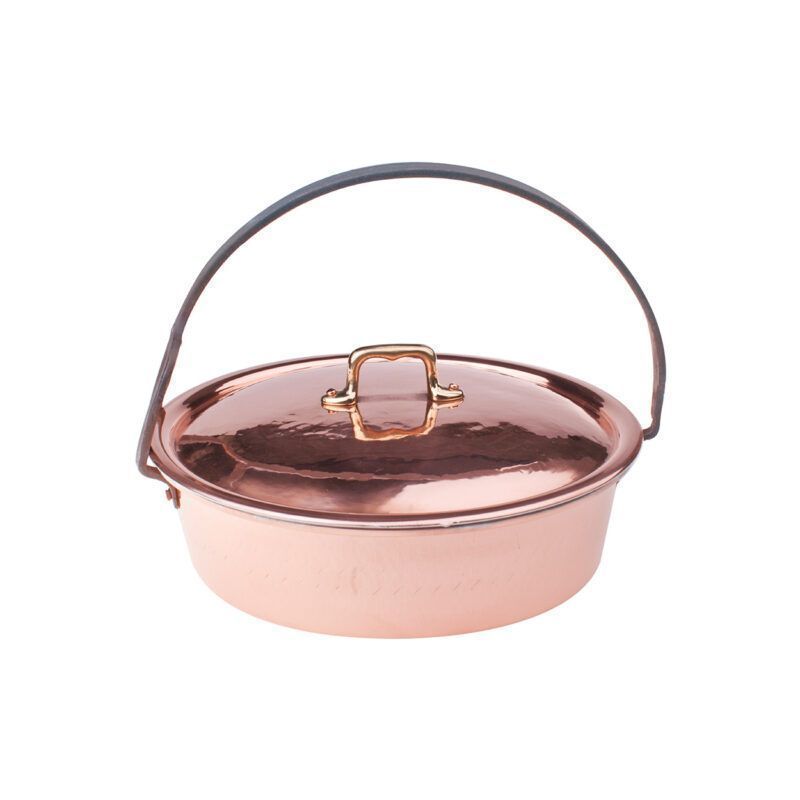 Casserole for Risotti with Lid 29 cm Copper Martellato 2 mm - Agnelli