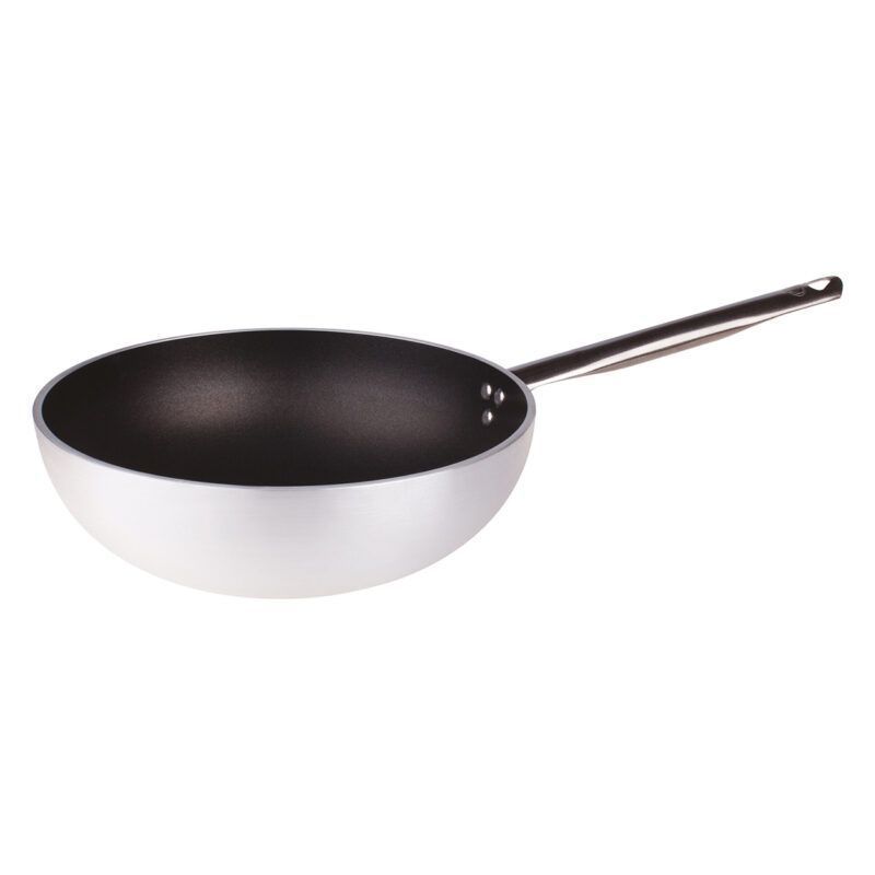 Wok 28 cm Aluminum Non-Stick 5 mm Radiant Deep Flat - Agnelli