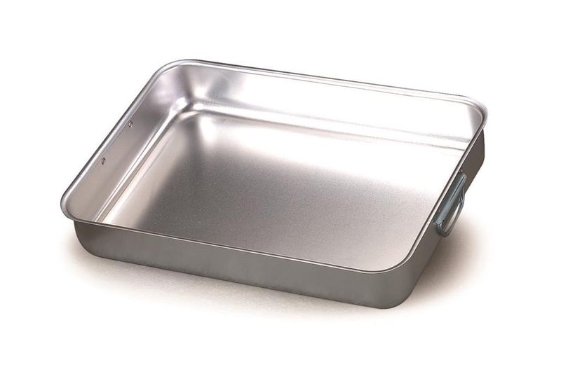 Rectangular Oven Roasting Pan with 2 Handles 32 x 23 cm Aluminum 2 mm - Agnelli