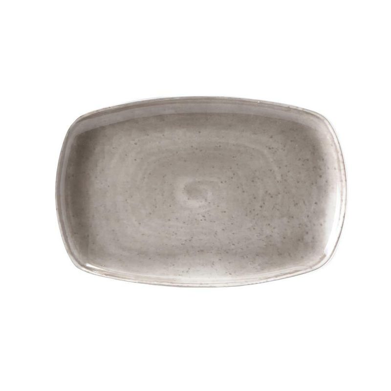 Tirolix 30.5x20 cm Matiz grey porcelain rectangular plate professional horeca use