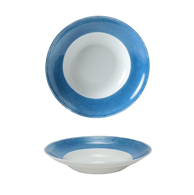 Tirolix 23.5 cm Matiz blue porcelain pasta bowl horeca use