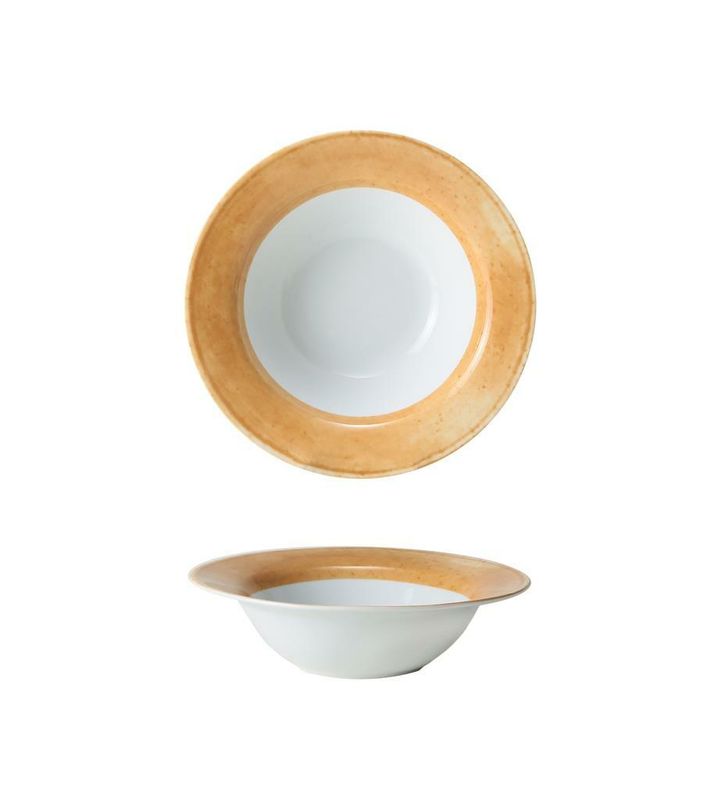 Tirolix 23.5 cm Matiz ochre porcelain pasta bowl horeca use