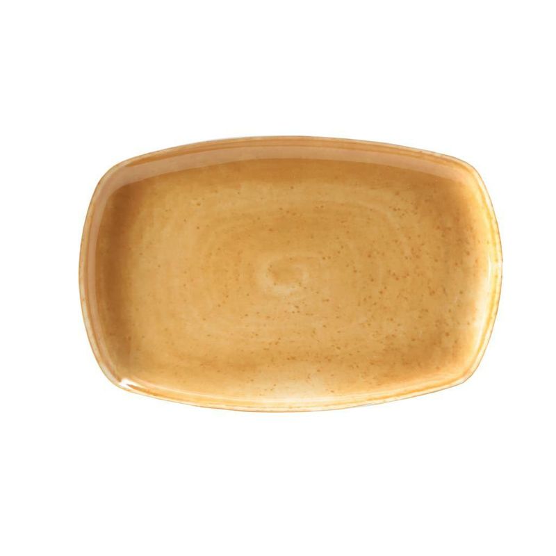 Tirolix 35x23 cm Matiz ochre porcelain rectangular plate horeca