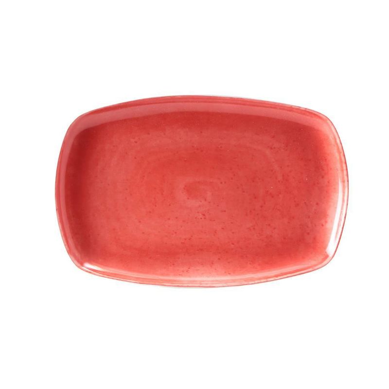Tirolix 35x23 cm Matiz coral porcelain rectangular plate horeca use