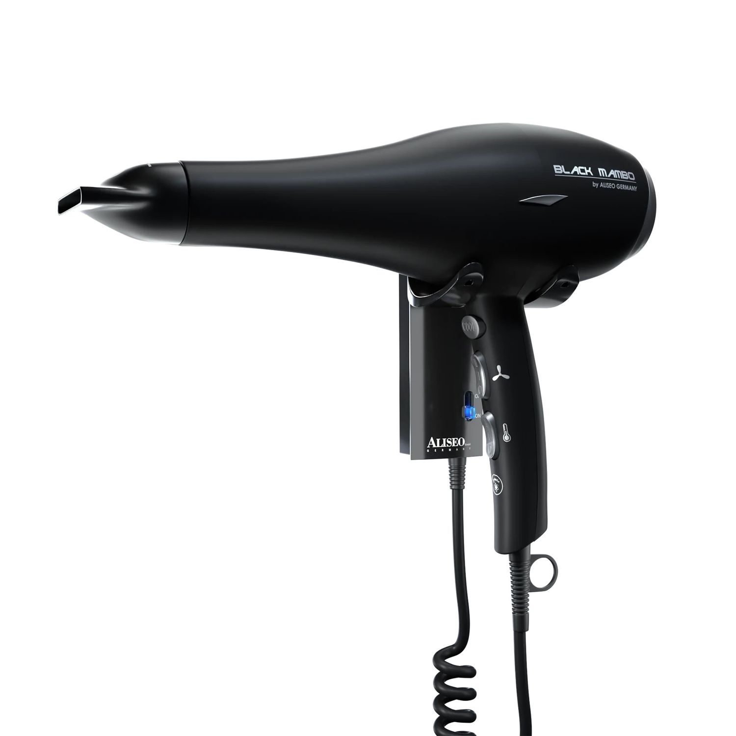 Black Mambo Hair Dryer with Wall Mount Hang-up 1875W - Aliseo