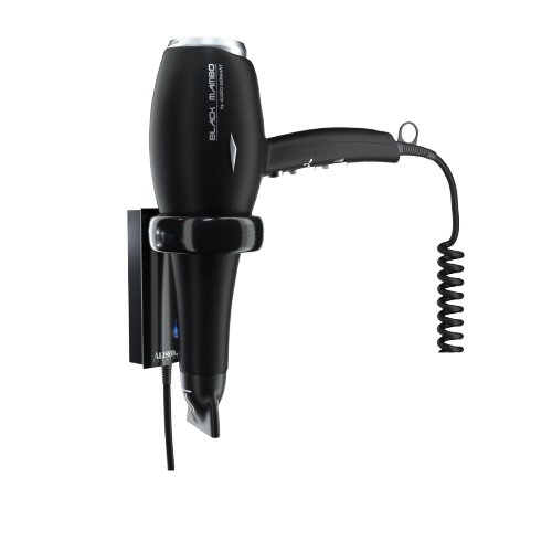 Black Mambo Hair Dryer with Wall Mount, Cable, and Additional Plug 1875W - Aliseo