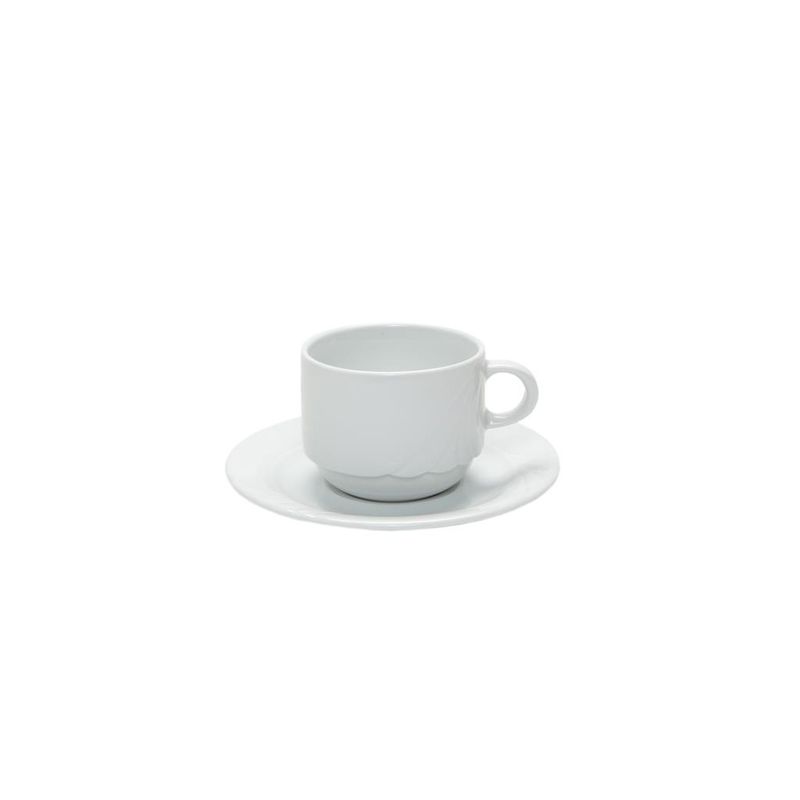 Eschenbach 26 cl breakfast cup Ambiente white porcelain with relief texture for buffet and horeca breakfast use