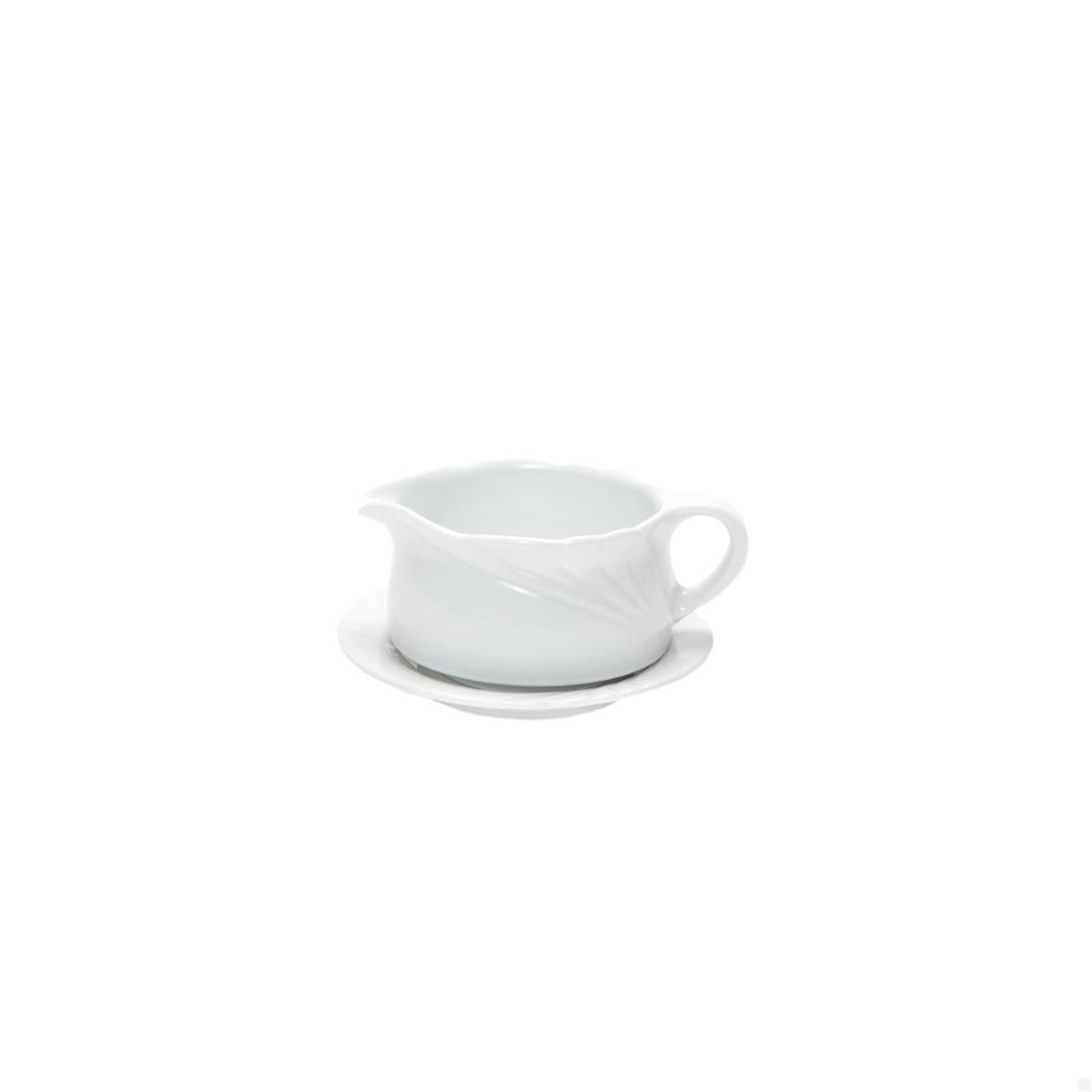 Salsiera con piatto Eschenbach 30 cl Ambiente in porcellana con rilievi delicati per servizio horeca